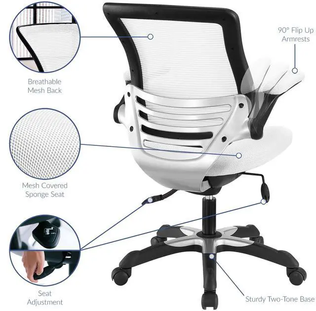 Alt view image 4 of 7 - Edge Mesh Office Chair - White