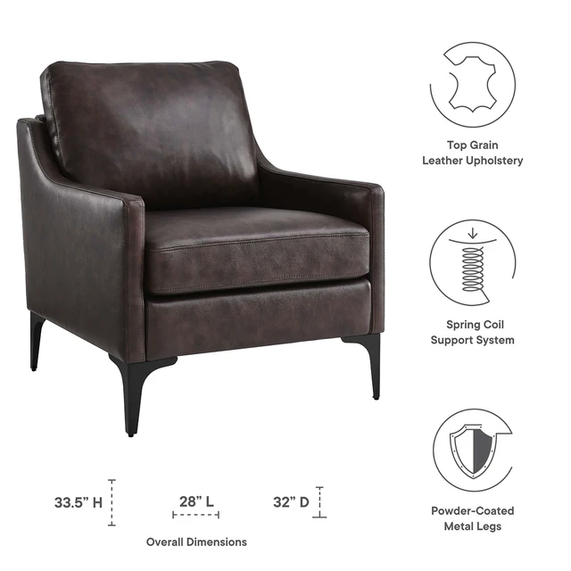 Alt view image 2 of 7 - Corland Leather Armchair by Modway