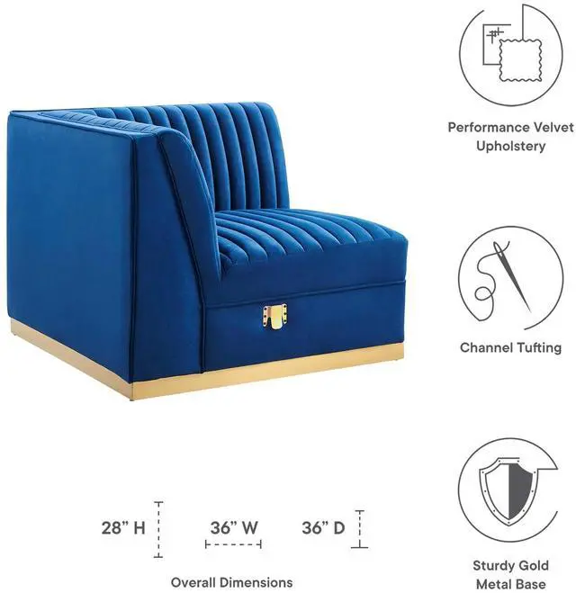 Alt view image 2 of 7 - Sanguine Channel Tufted Performance Velvet Modular Sectional Sofa Left Corner Chair by Modway