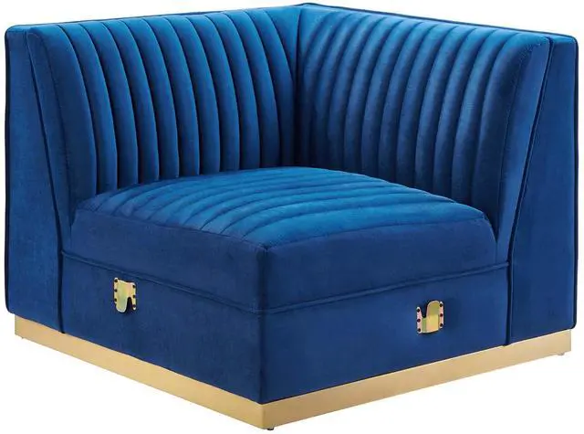 Alt view image 3 of 7 - Sanguine Channel Tufted Performance Velvet Modular Sectional Sofa Left Corner Chair by Modway