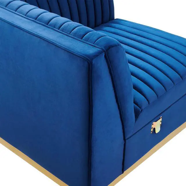 Alt view image 6 of 7 - Sanguine Channel Tufted Performance Velvet Modular Sectional Sofa Left Corner Chair by Modway
