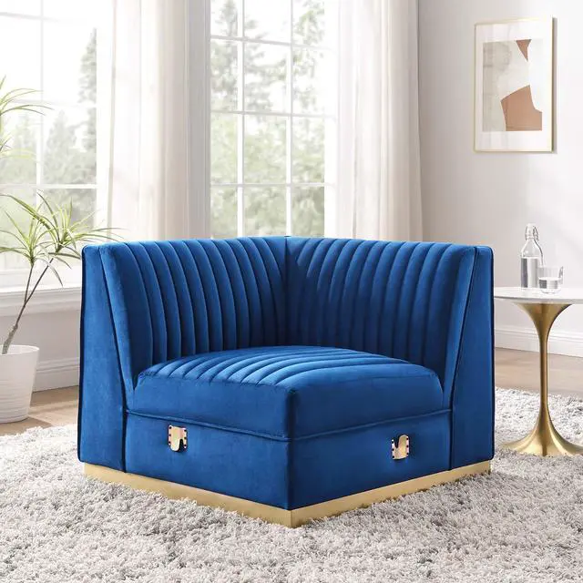 Alt view image 7 of 7 - Sanguine Channel Tufted Performance Velvet Modular Sectional Sofa Left Corner Chair by Modway