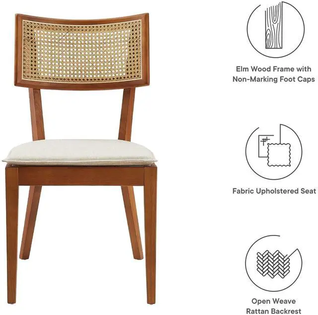 Alt view image 2 of 7 - Caledonia Fabric Upholstered Wood Dining Chair Set of 2 by Modway