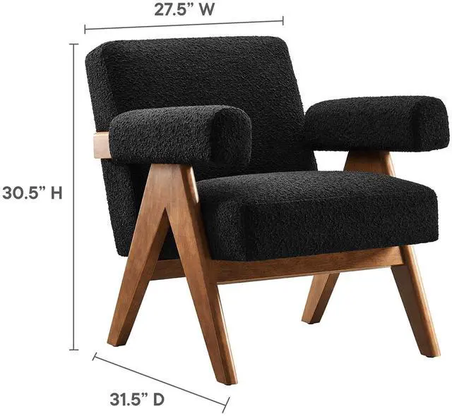 Alt view image 3 of 7 - Lyra Boucle Fabric Armchair by Modway