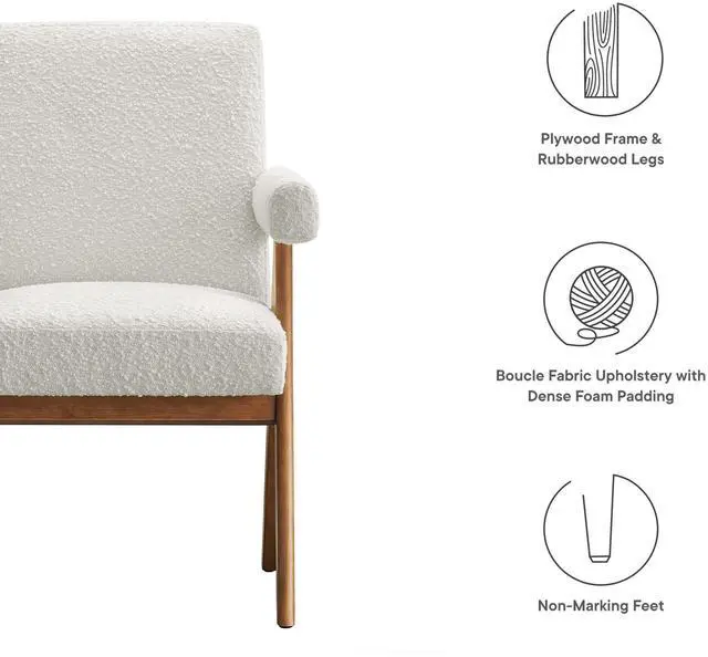 Alt view image 2 of 7 - Lyra Boucle Fabric Dining Room Chair Set of 2 by Modway