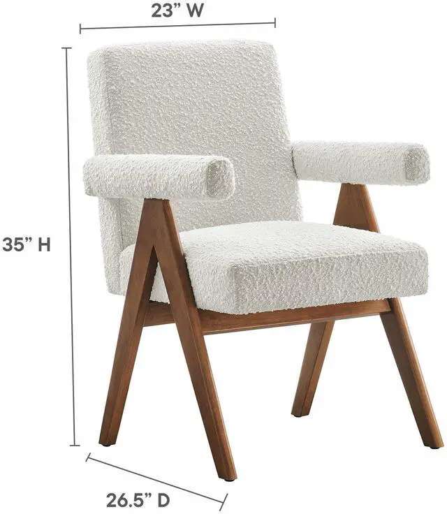 Alt view image 3 of 7 - Lyra Boucle Fabric Dining Room Chair Set of 2 by Modway