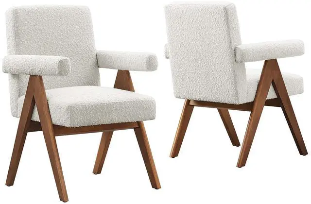 Main image of Lyra Boucle Fabric Dining Room Chair Set of 2 by Modway