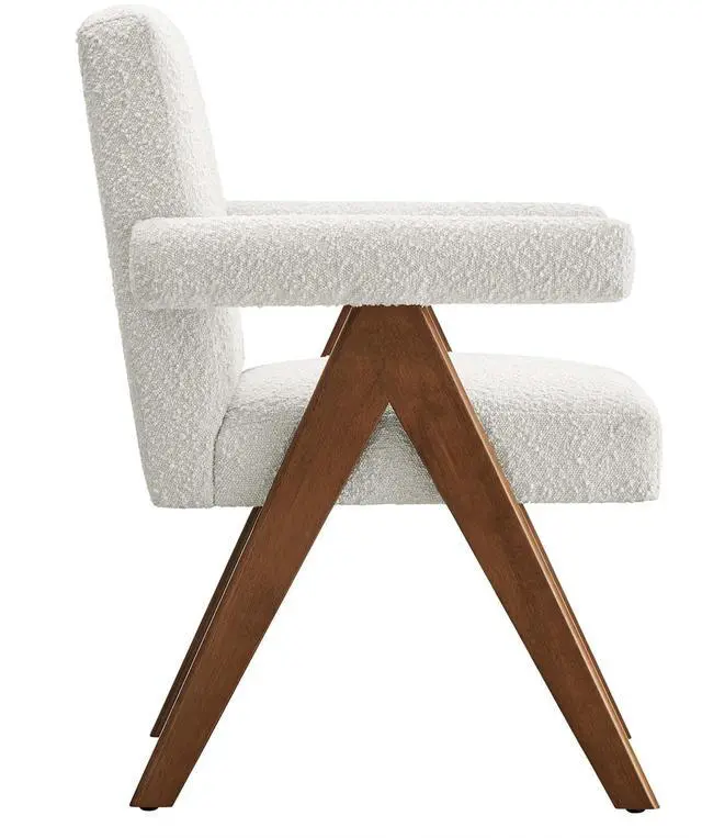 Alt view image 5 of 7 - Lyra Boucle Fabric Dining Room Chair Set of 2 by Modway