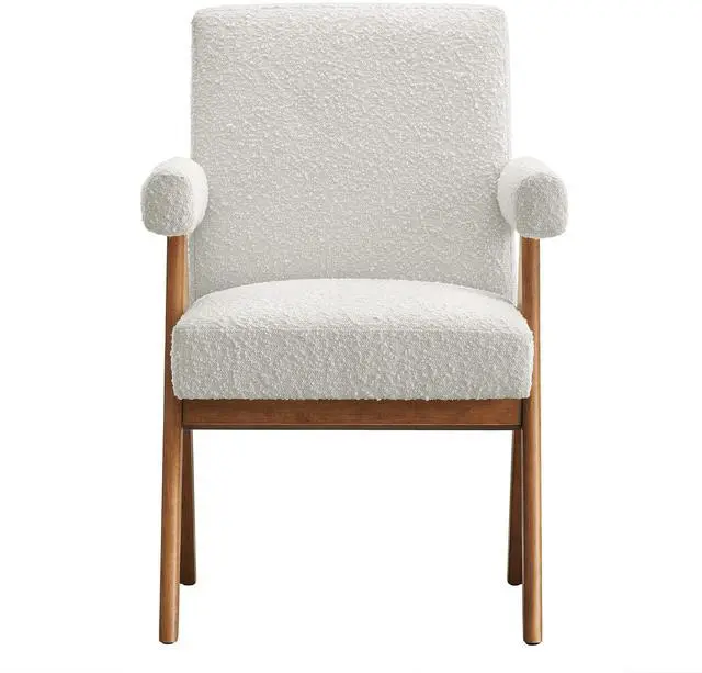 Alt view image 7 of 7 - Lyra Boucle Fabric Dining Room Chair Set of 2 by Modway