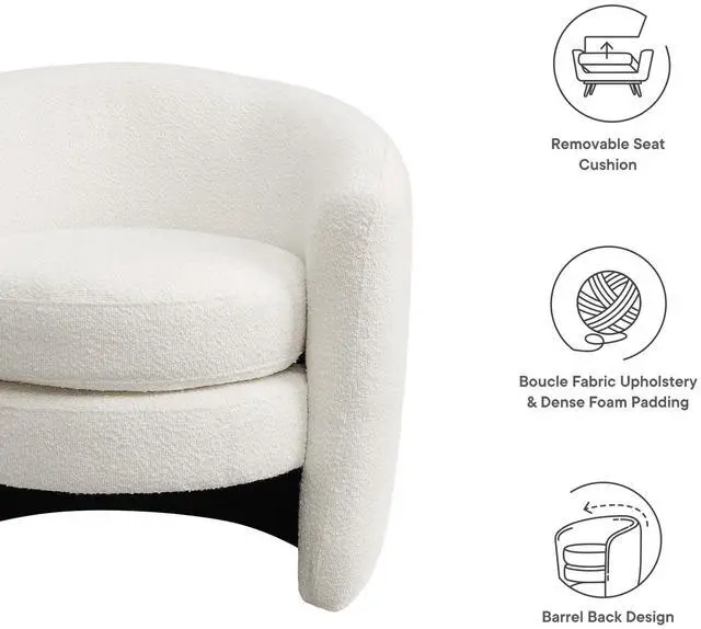 Alt view image 2 of 7 - Affinity Upholstered Boucle Fabric Curved Back Armchair by Modway