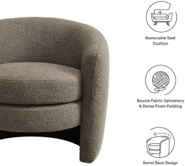Alt view image 2 of 7 - Affinity Upholstered Boucle Fabric Curved Back Armchair by Modway