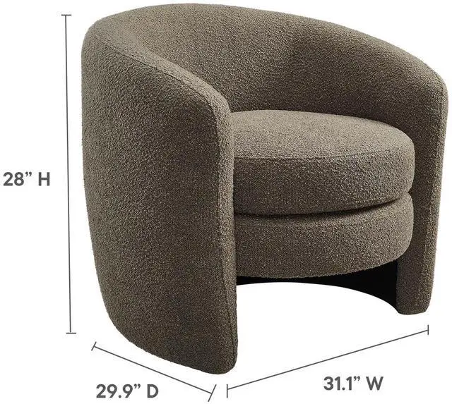 Alt view image 3 of 7 - Affinity Upholstered Boucle Fabric Curved Back Armchair by Modway