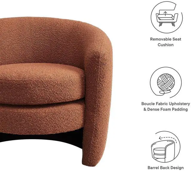 Alt view image 2 of 7 - Affinity Upholstered Boucle Fabric Curved Back Armchair by Modway