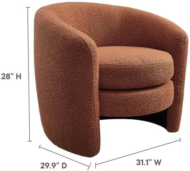 Alt view image 3 of 7 - Affinity Upholstered Boucle Fabric Curved Back Armchair by Modway