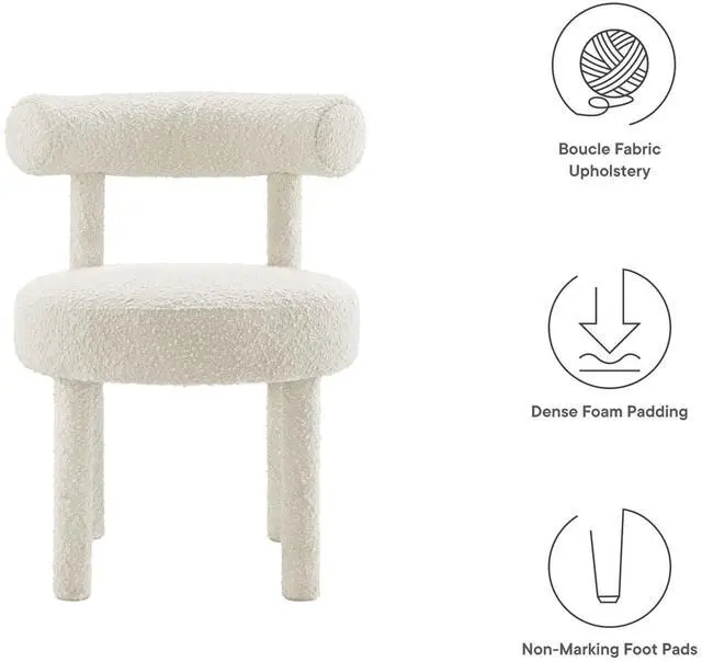 Alt view image 3 of 7 - Toulouse Boucle Fabric Dining Chair Set of 2 by Modway