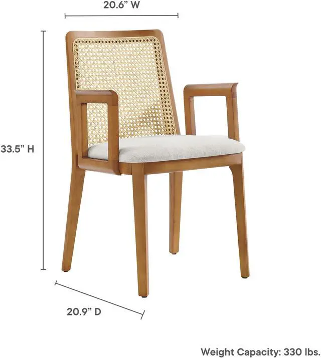 Alt view image 3 of 7 - Monarch Wood and Rattan Dining Armchair by Modway