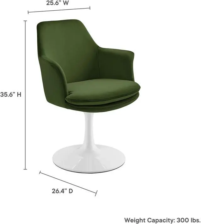 Alt view image 2 of 7 - Lippa Swivel Dining Performance Velvet Armchair by Modway