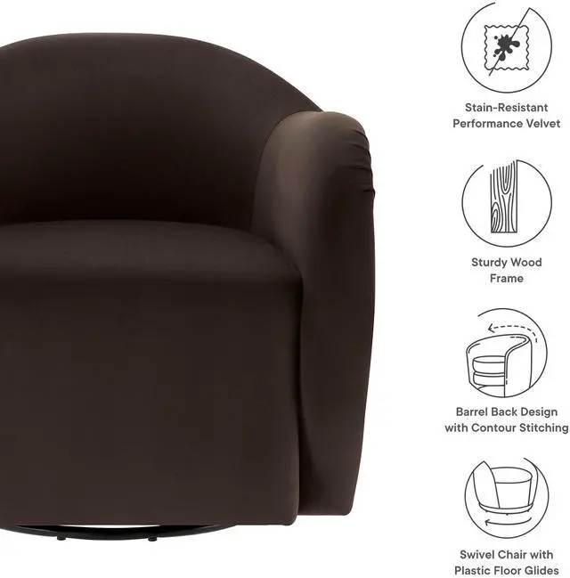 Alt view image 3 of 7 - Compose Performance Velvet Swivel Armchair by Modway