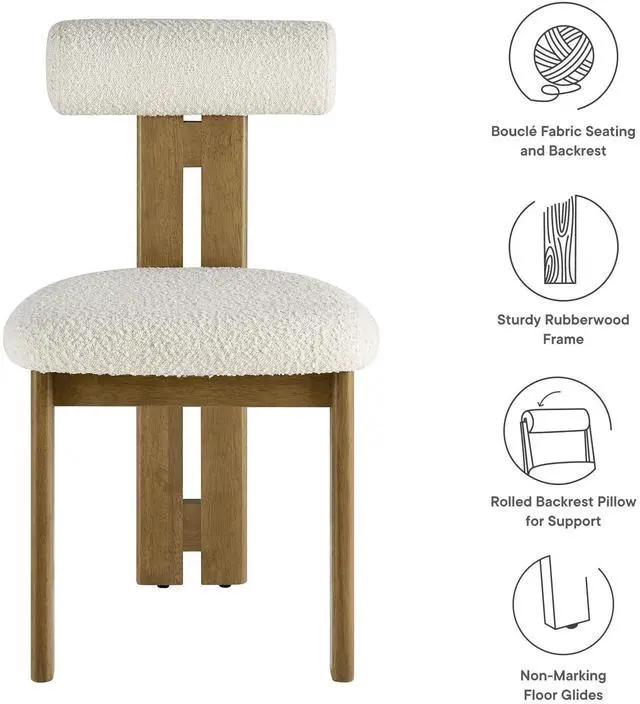 Alt view image 3 of 7 - Torian Boucle Fabric Dining Chair Set of 2 by Modway