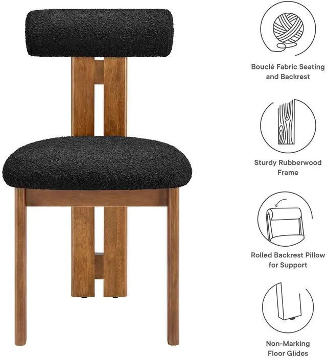 Alt view image 3 of 7 - Torian Boucle Fabric Dining Chair Set of 2 by Modway