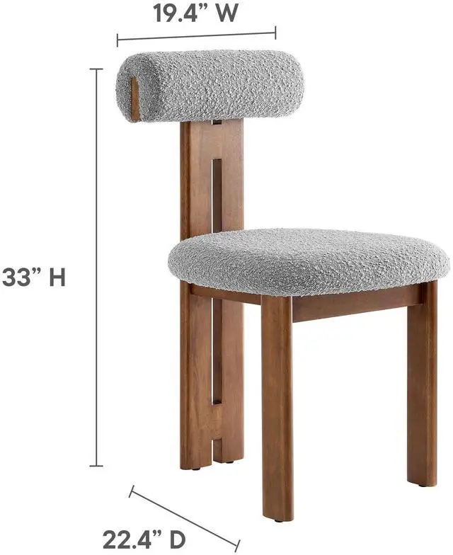 Alt view image 2 of 7 - Torian Boucle Fabric Dining Chair Set of 2 by Modway