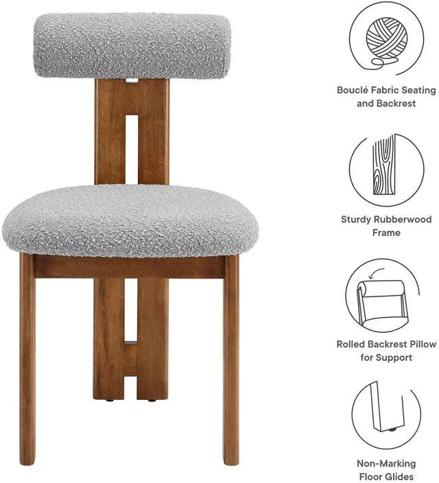 Alt view image 3 of 7 - Torian Boucle Fabric Dining Chair Set of 2 by Modway