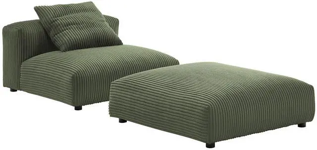 Main image of Solace Modular Corduroy Upholstered Armless Chair and Ottoman Set by Modway