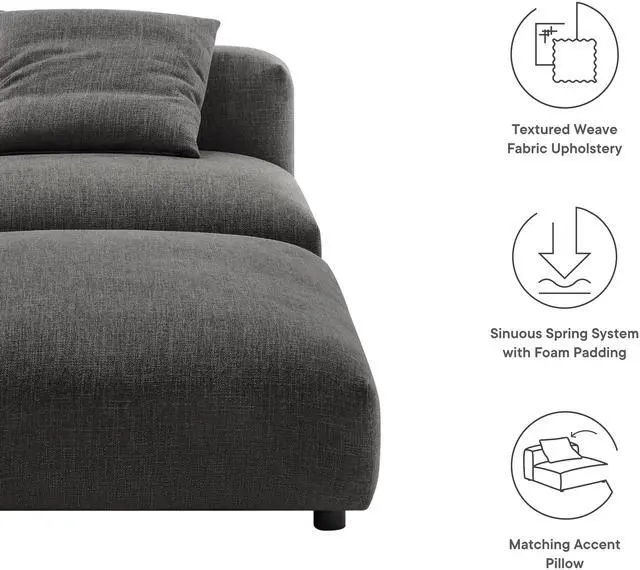 Alt view image 2 of 7 - Solace Modular Upholstered Fabric Armless Chair and Ottoman Set by Modway