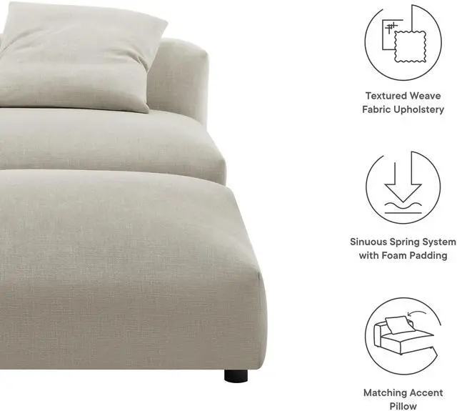 Alt view image 2 of 7 - Solace Modular Upholstered Fabric Armless Chair and Ottoman Set by Modway