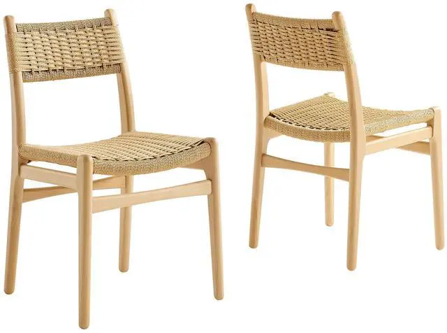 Main image of Wynn Rope and Wood Dining Side Chairs Set of 2 by Modway