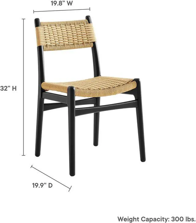 Alt view image 3 of 7 - Wynn Rope and Wood Dining Side Chairs Set of 2 by Modway