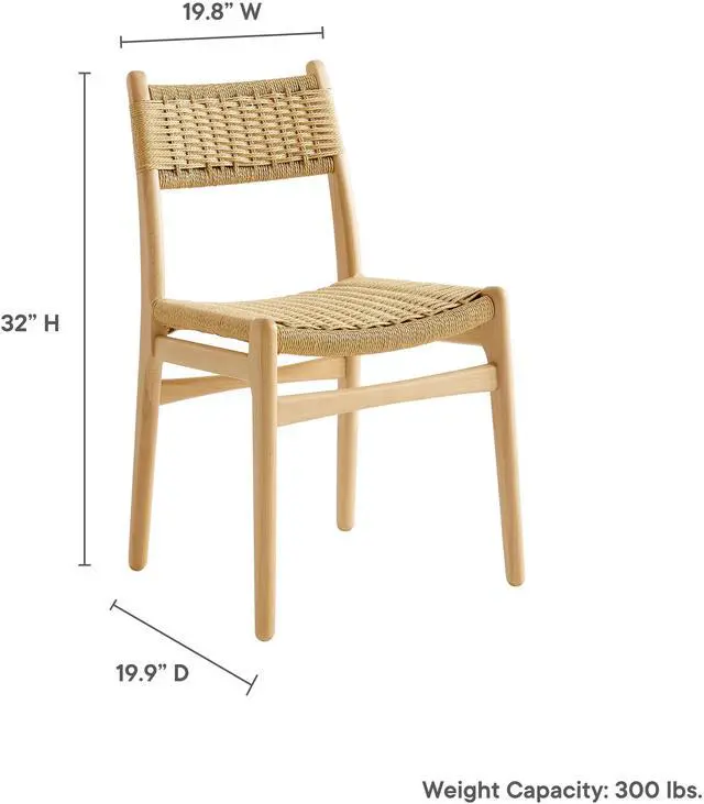 Alt view image 3 of 7 - Wynn Rope and Wood Dining Side Chairs Set of 2 by Modway
