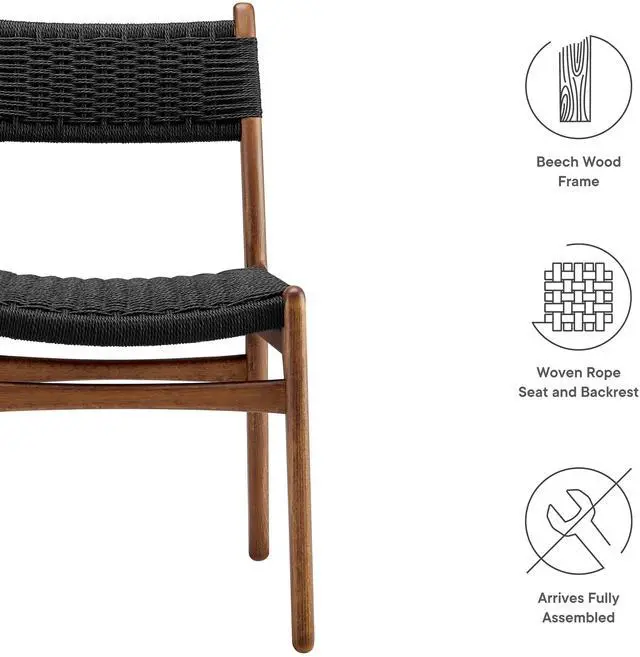 Alt view image 2 of 7 - Wynn Rope and Wood Dining Side Chairs Set of 2 by Modway