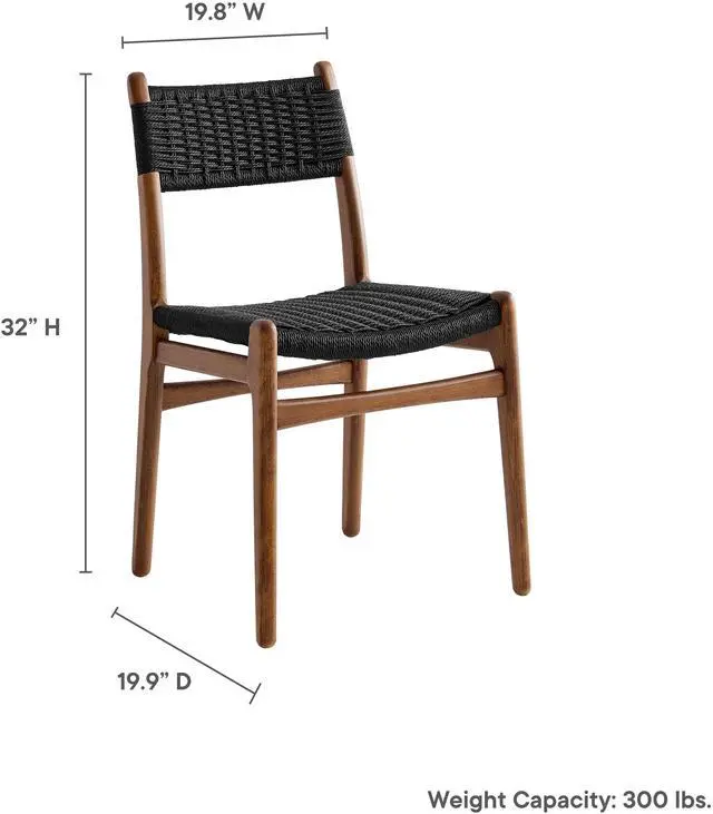 Alt view image 3 of 7 - Wynn Rope and Wood Dining Side Chairs Set of 2 by Modway
