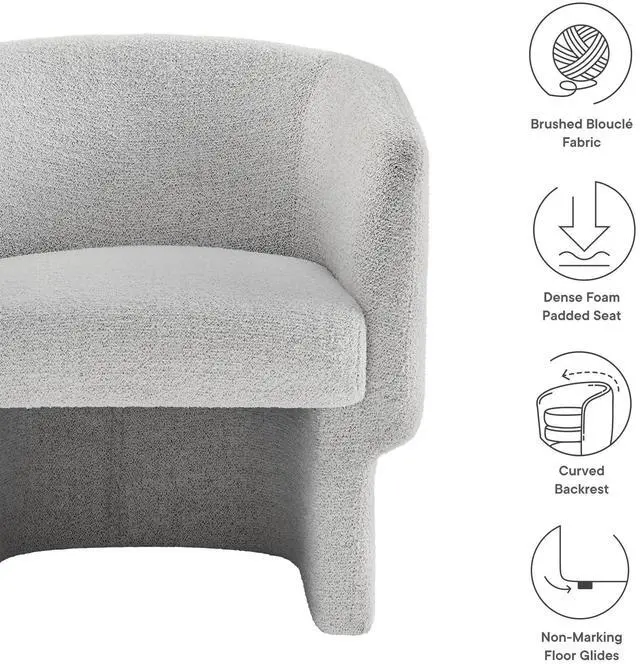 Alt view image 3 of 7 - Muse Boucle Fabric Barrel Accent Chair by Modway
