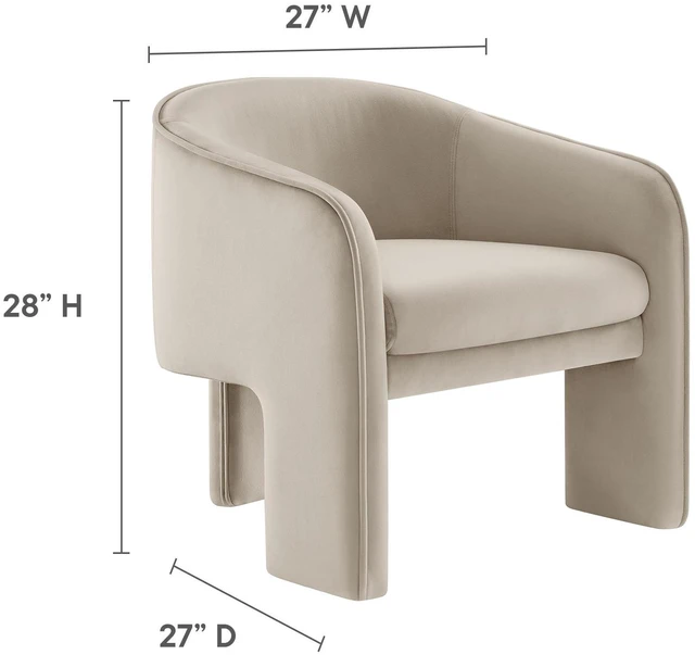 Alt view image 2 of 7 - Greer Performance Velvet Upholstered Accent Armchair by Modway