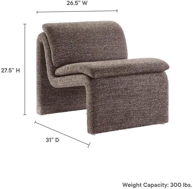 Alt view image 2 of 7 - Dune Boucle Upholstered Armless Accent Chair by Modway