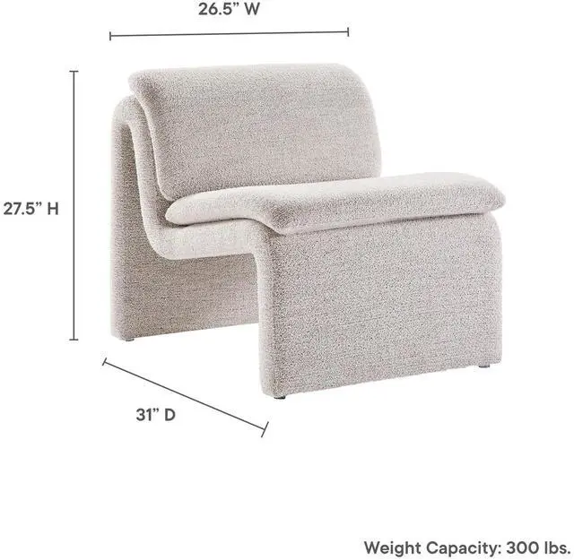 Alt view image 2 of 7 - Dune Boucle Upholstered Armless Accent Chair by Modway