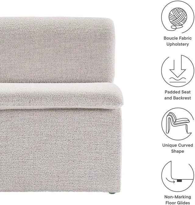 Alt view image 3 of 7 - Dune Boucle Upholstered Armless Accent Chair by Modway