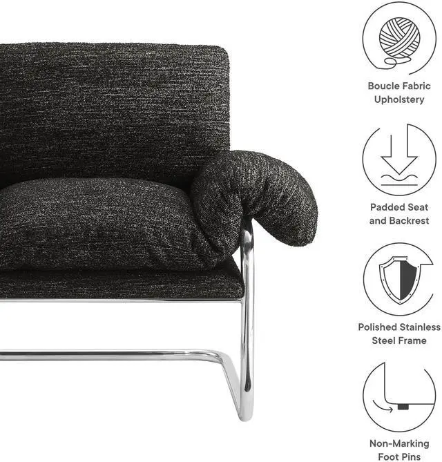 Alt view image 3 of 7 - Ansel Boucle Fabric Accent Chair by Modway