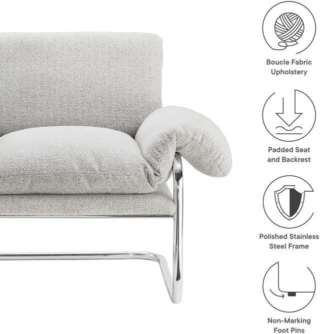 Alt view image 3 of 7 - Ansel Boucle Fabric Accent Chair by Modway