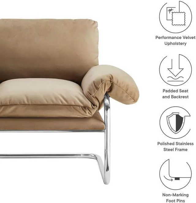 Alt view image 3 of 7 - Ansel Performance Velvet Accent Chair by Modway