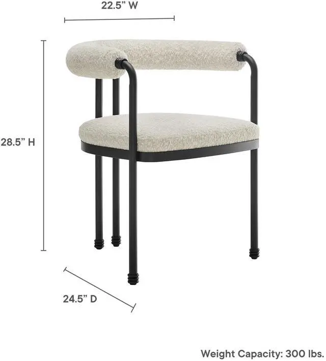 Alt view image 3 of 7 - Turin Curved Back Boucle and Metal Dining Accent Chair by Modway