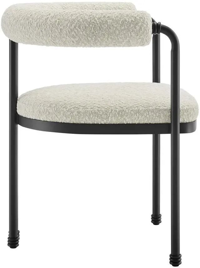 Alt view image 4 of 7 - Turin Curved Back Boucle and Metal Dining Accent Chair by Modway