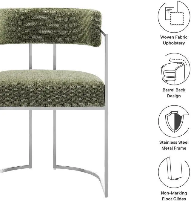 Alt view image 2 of 7 - Huron Curved Back Fabric and Metal Dining Accent Chair by Modway