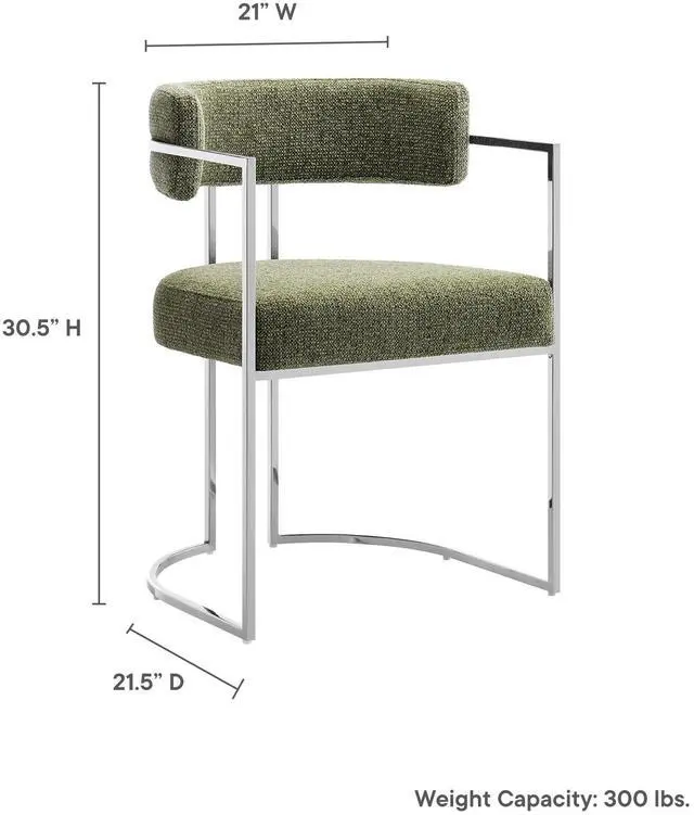 Alt view image 4 of 7 - Huron Curved Back Fabric and Metal Dining Accent Chair by Modway
