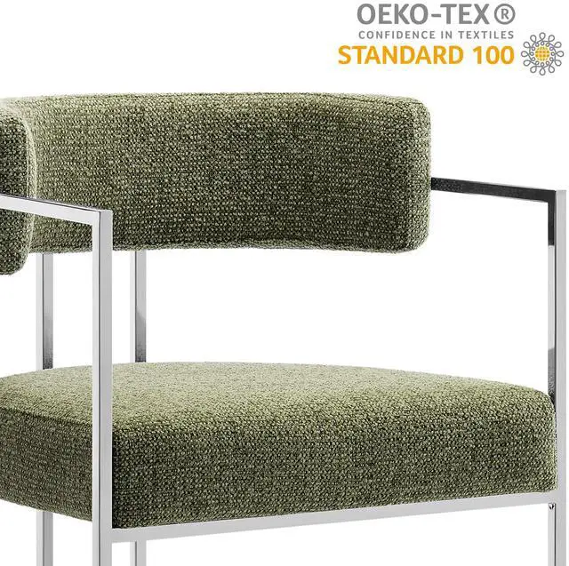 Alt view image 3 of 7 - Huron Curved Back Fabric and Metal Dining Accent Chair by Modway