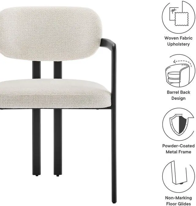 Alt view image 3 of 7 - Elio Barrel Fabric and Metal Dining Chair by Modway
