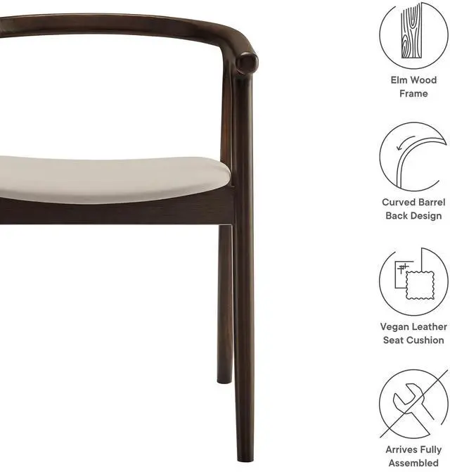 Alt view image 3 of 7 - Henry Vegan Leather and Wood Dining Chair by Modway