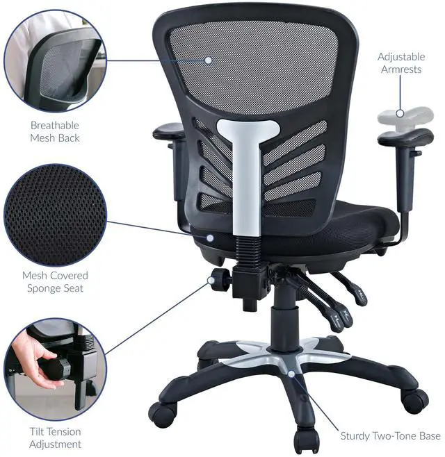 Alt view image 16 of 20 - Articulate Black Mesh Office Chair